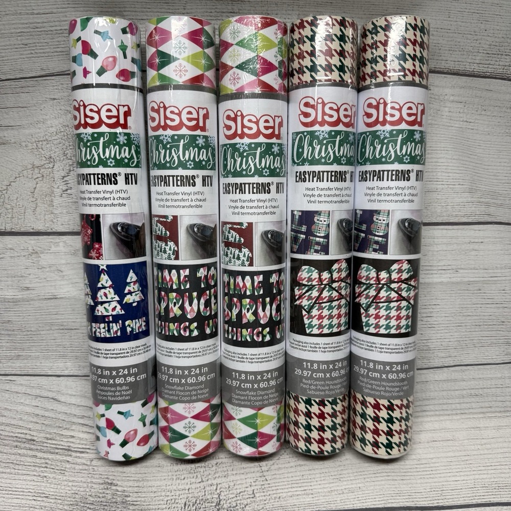 5 Rolls Siser Easy Patterns HTV Heat Transfer Vinyl Christmas For Cricut New